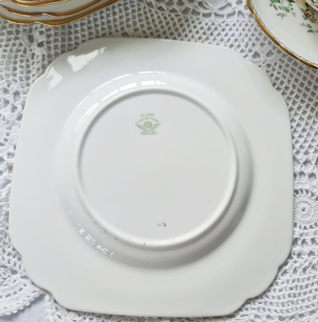 1900 Crown Tuscan handpainted Square plate -19 cm
