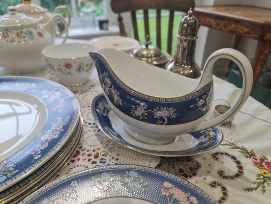 Wedgwood Blue Siam gravy boat with saucer-New