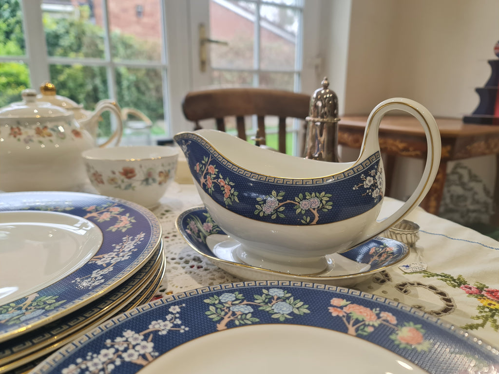 Wedgwood Blue Siam gravy boat with saucer-New