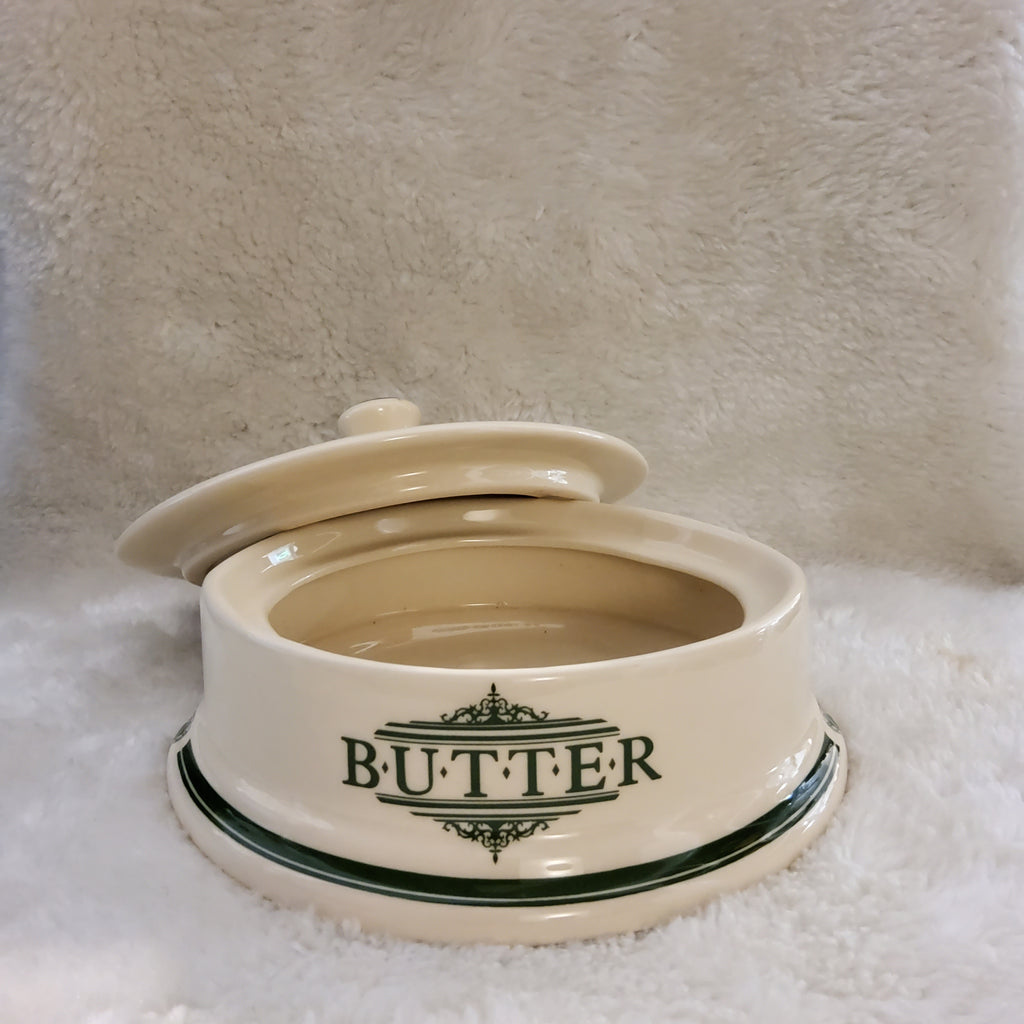 The Victorian pottery 1869 big butter dish with lid
