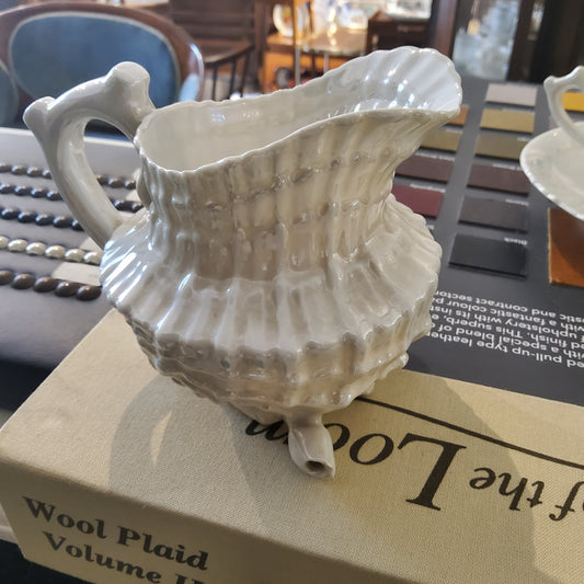 Vintage Belleek Neptune Creamer Sitting on Shell Feet 4 1/2