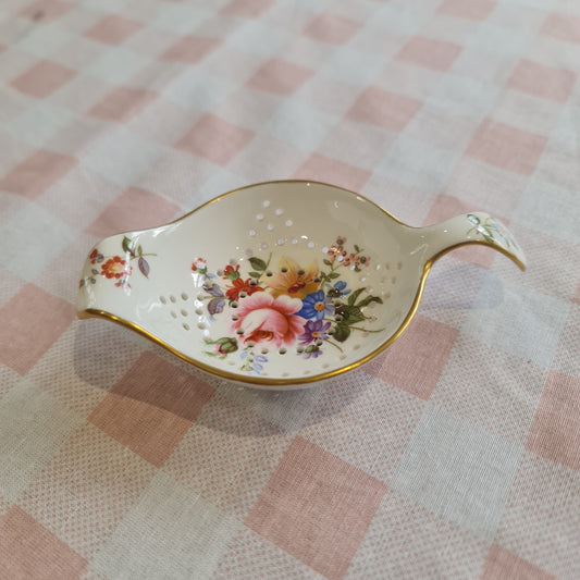 1971 Royal Crown Derby English Bone China “Derby Posies” Tea Strainer/ Drip Bowl
