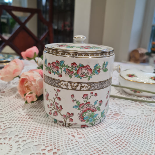 Rare 19th century Bridgwood Indian Tree biscuit barrel