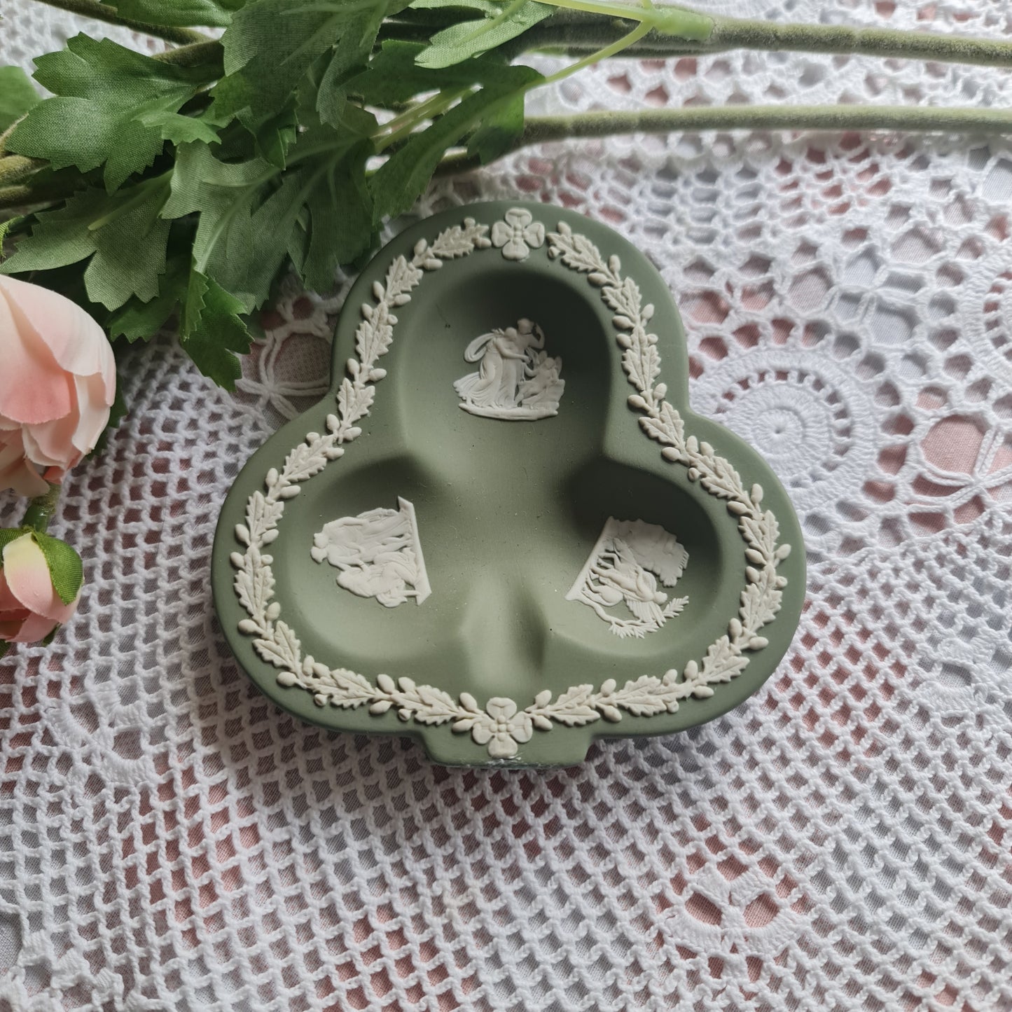 Wedgwood jasperware sage green dish