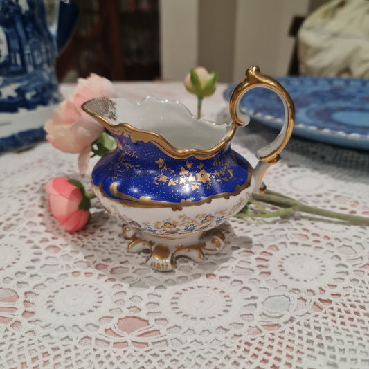 Franklin Mint Porcelain Museum Repo Pitcher Creamer in Cobalt Blue