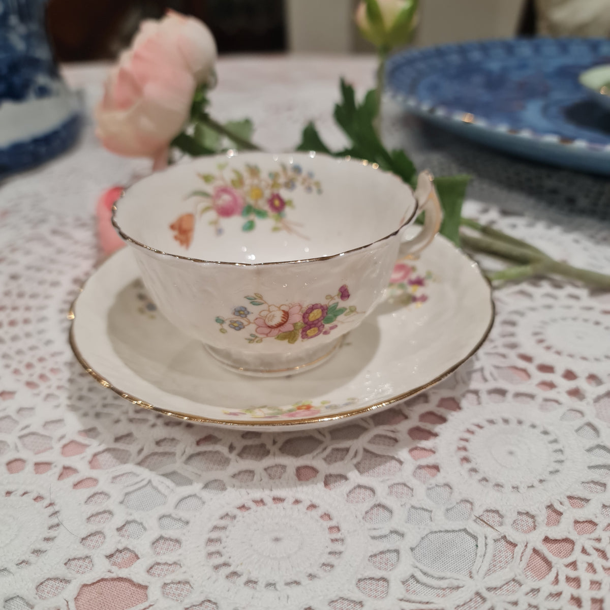 The Old Dresden Bavaria Antique Floral Tea Cup & Saucer Set.