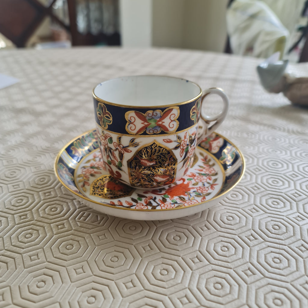 Rare 1884 Royal Crown Derby Handpainted imari tea set - minor defect crack line