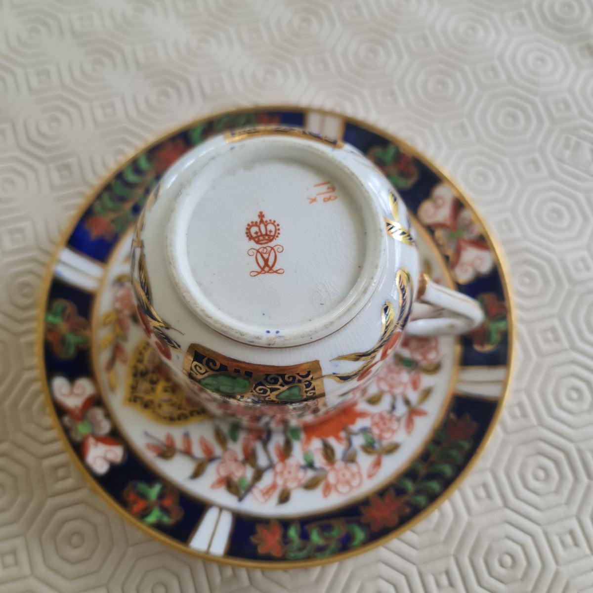 Rare 1884 Royal Crown Derby Handpainted imari tea set - minor defect crack line