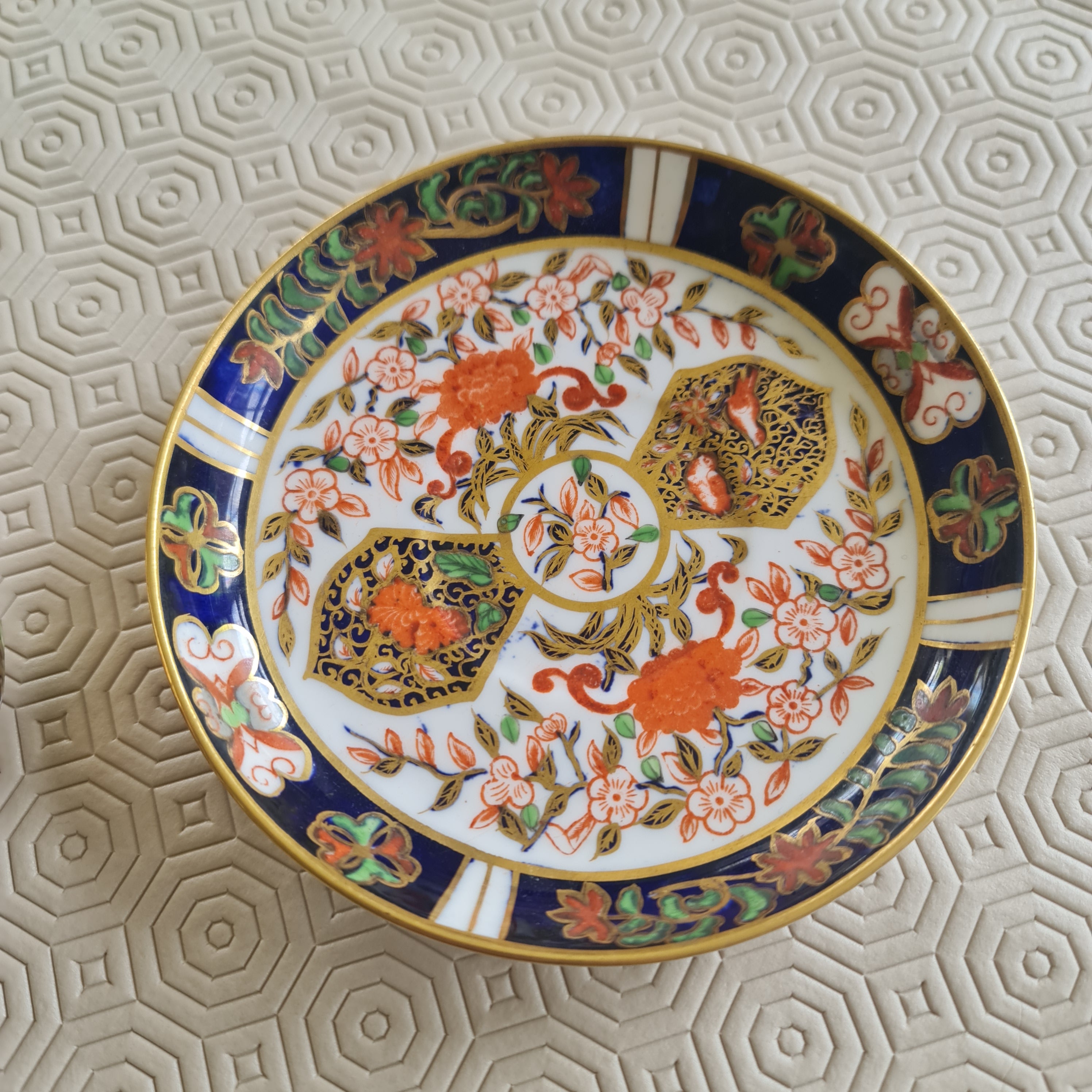 Rare 1884 Royal Crown Derby Handpainted imari tea set - minor defect crack line