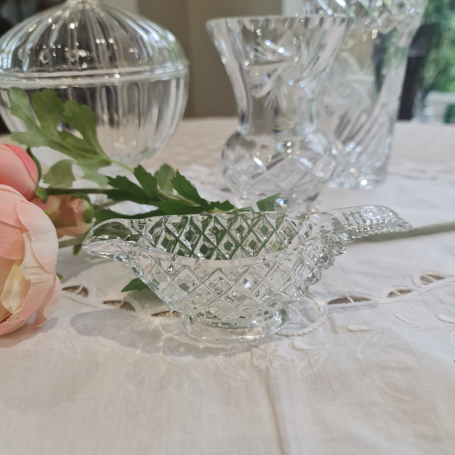 Vintage pressed glass and crystal jug