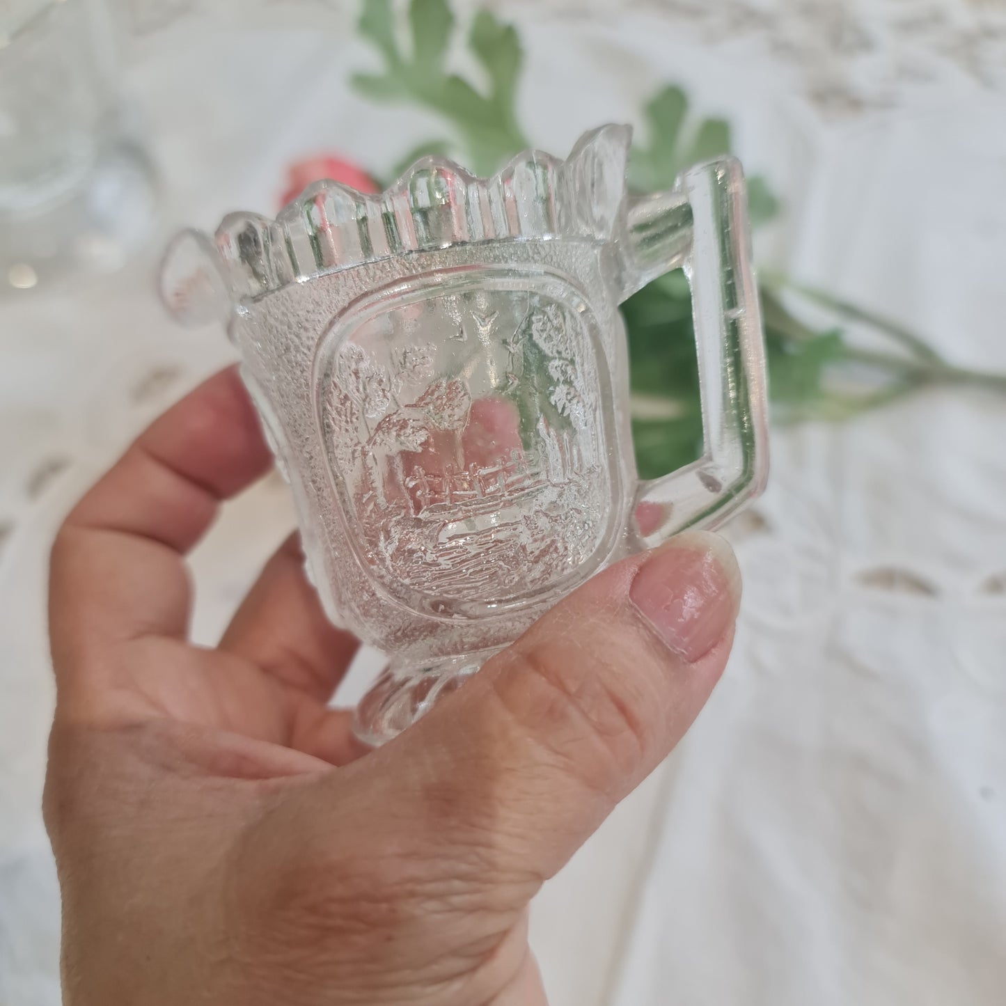 Vintage pressed glass and crystal jug