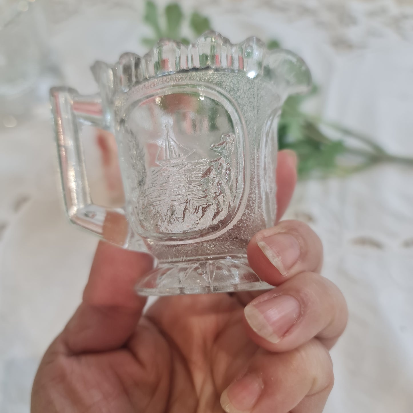 Vintage pressed glass and crystal jug