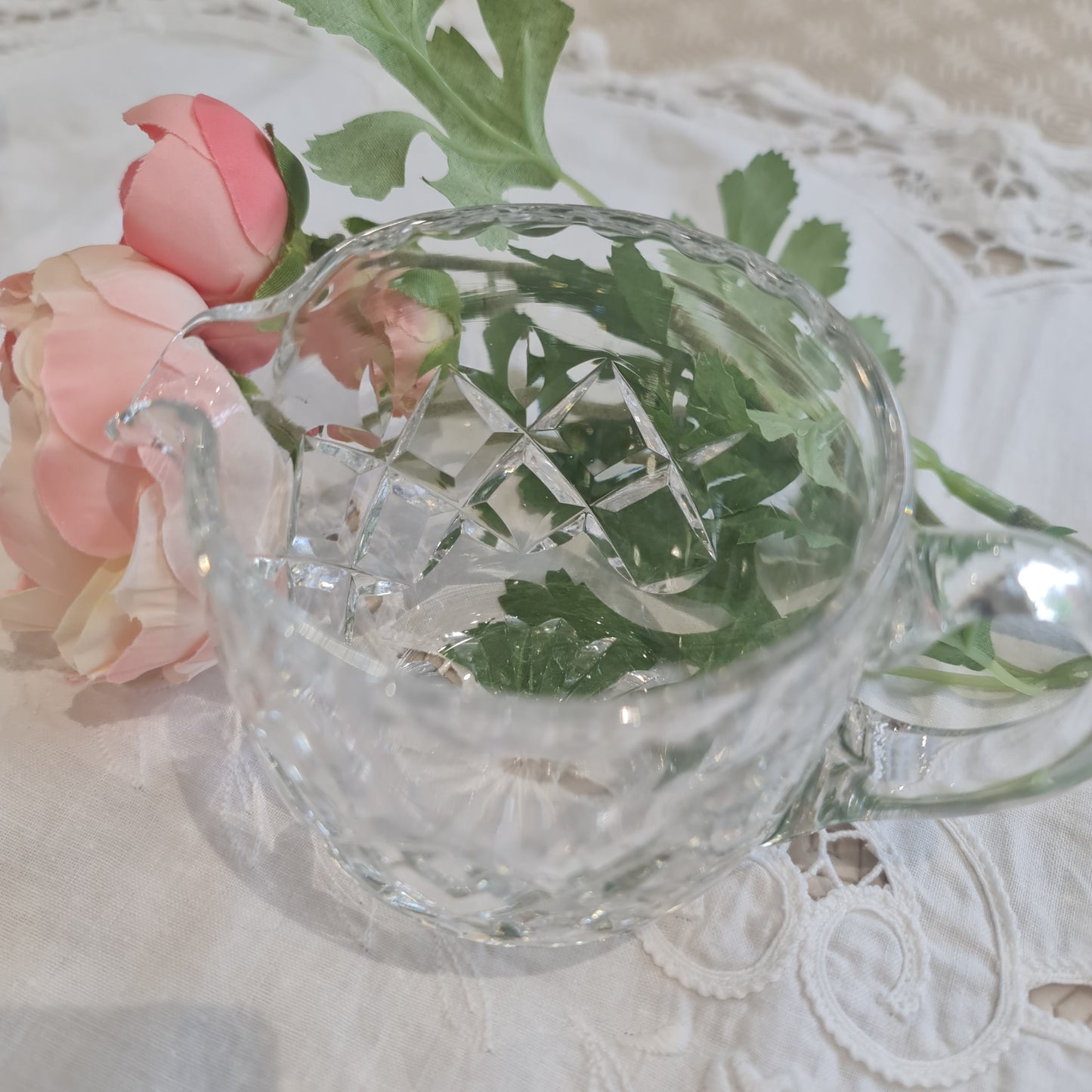 Vintage pressed glass and crystal jug