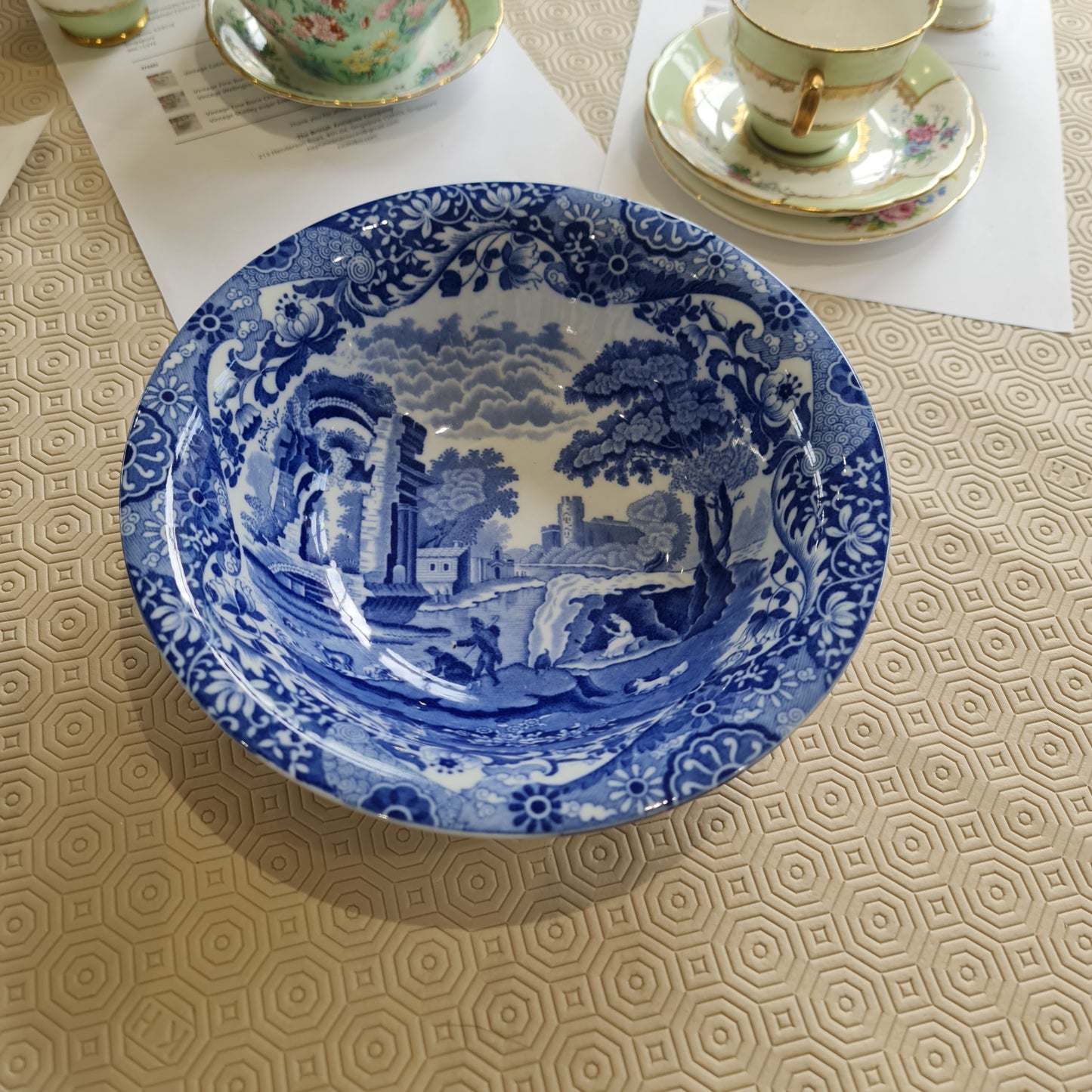 Copeland Spode blue & white transfer painted dish in the "Italian" pattern- minor nip on edge