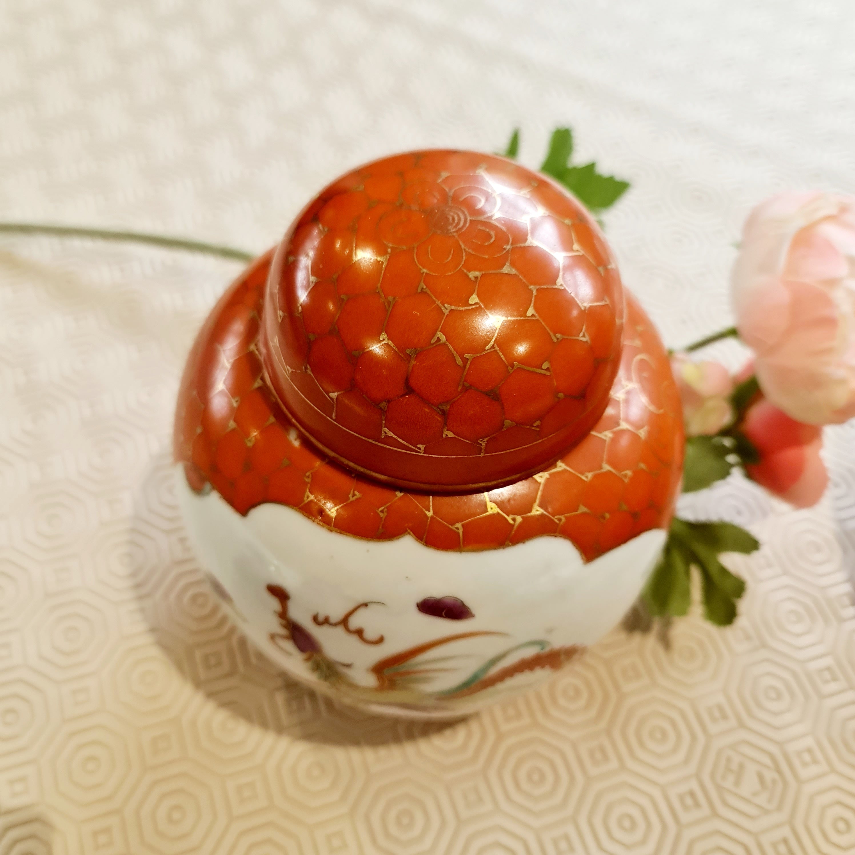 1910 Antique Dragon and Pheobnix handpainted ginger jar