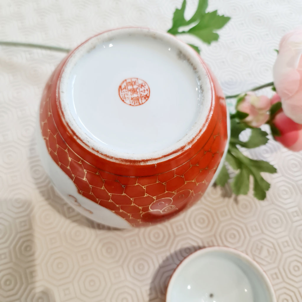 1910 Antique Dragon and Pheobnix handpainted ginger jar