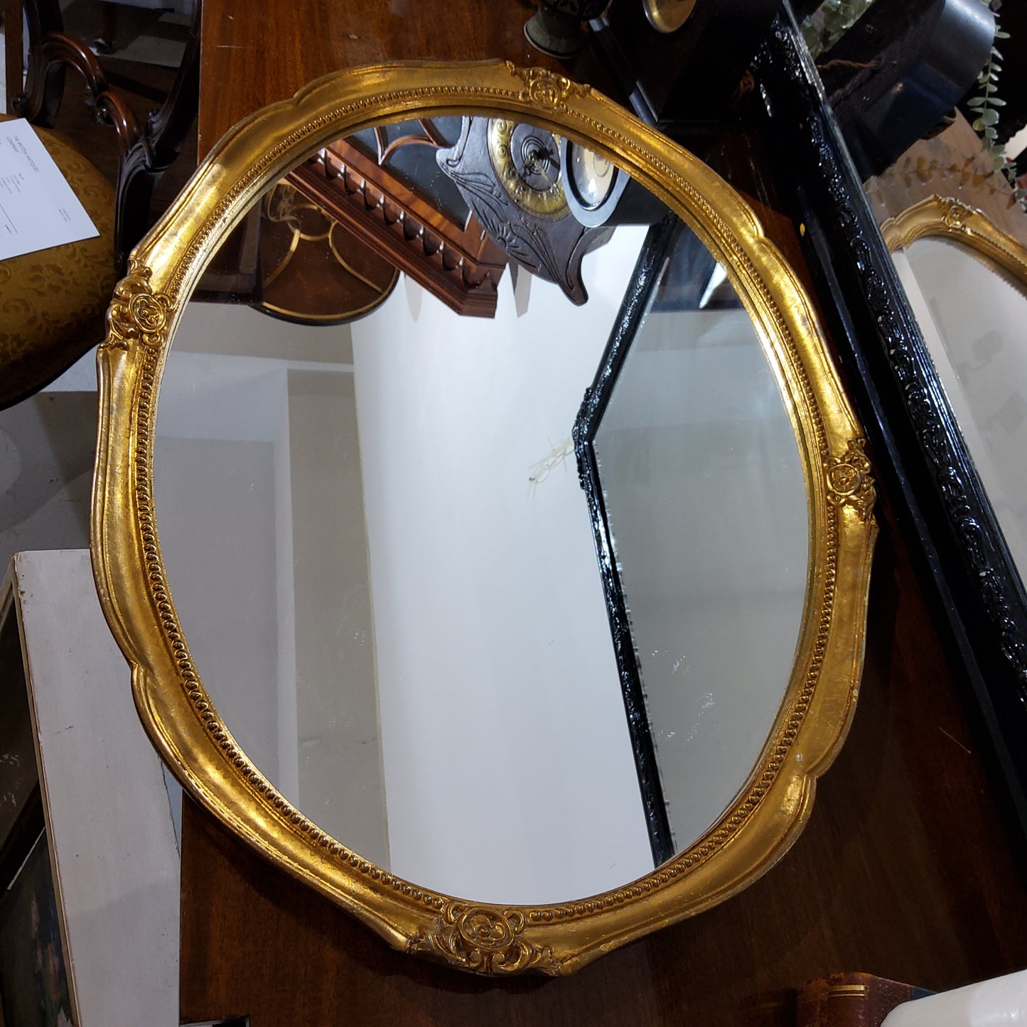 Scumble Finish Oval Mirror, 1920s