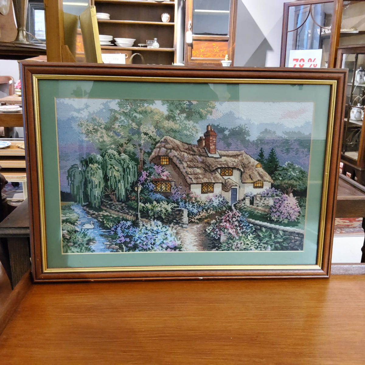 Vintage charminb cross stitch,l of cottage
