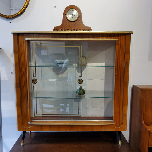 Vintage English display cabinet with teak compass legs, 1970