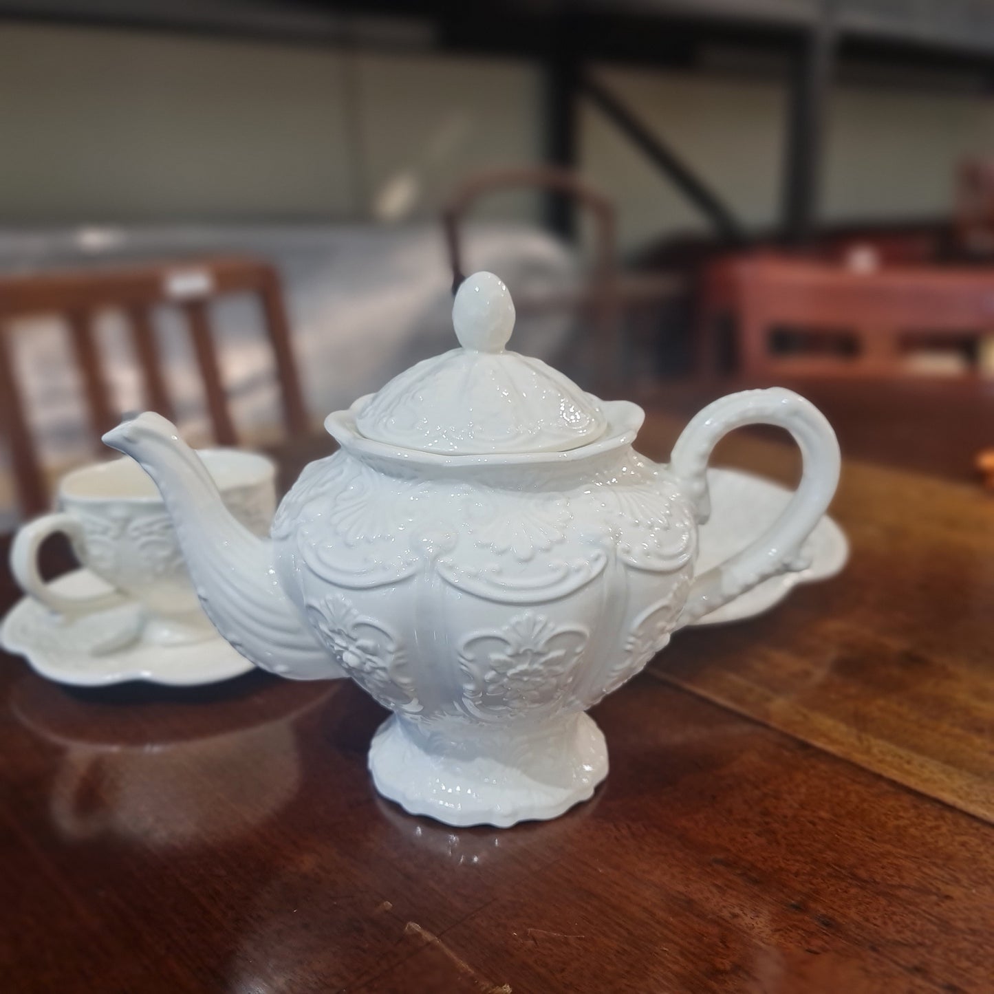 Vintage French style embossed tea pot