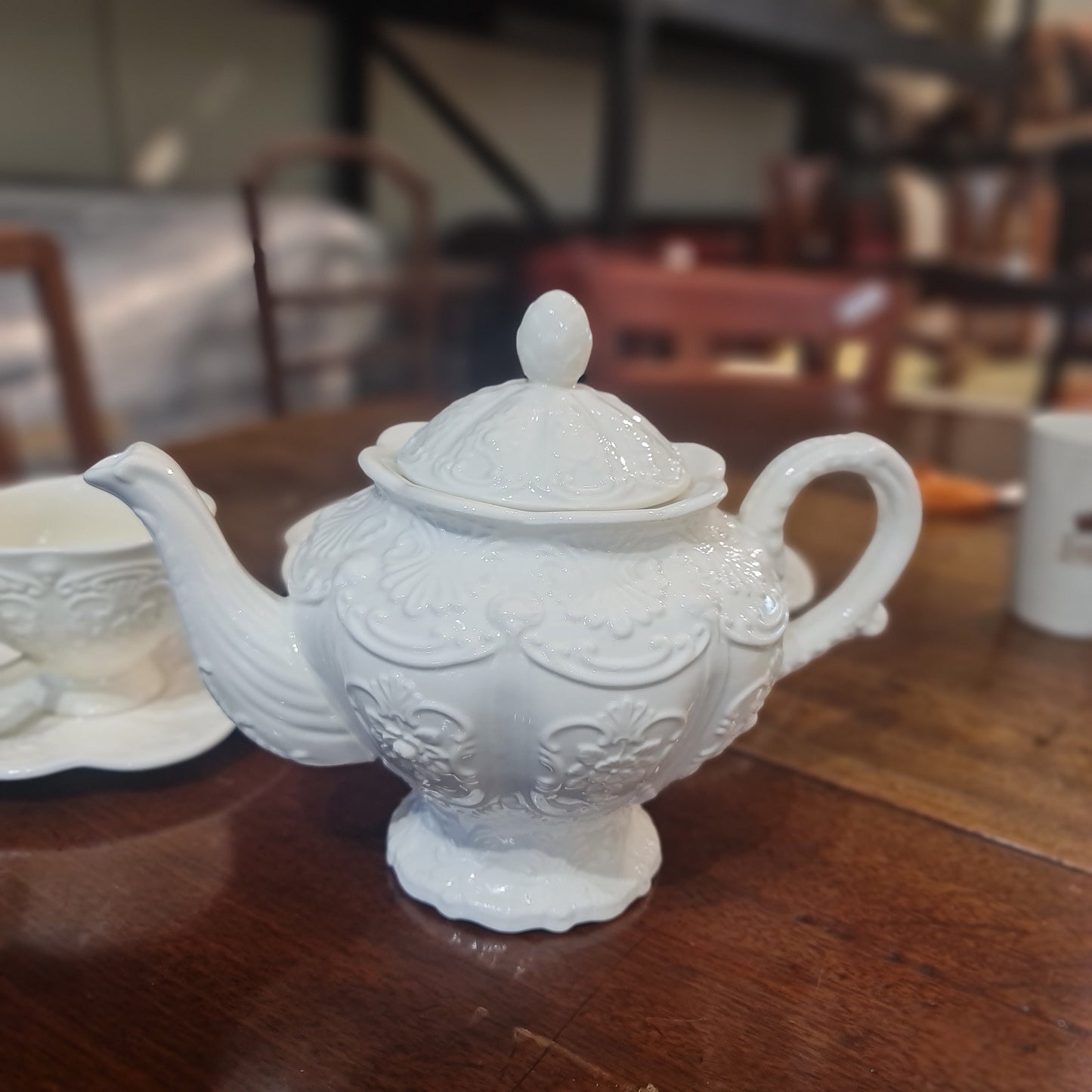 Vintage French style embossed tea pot