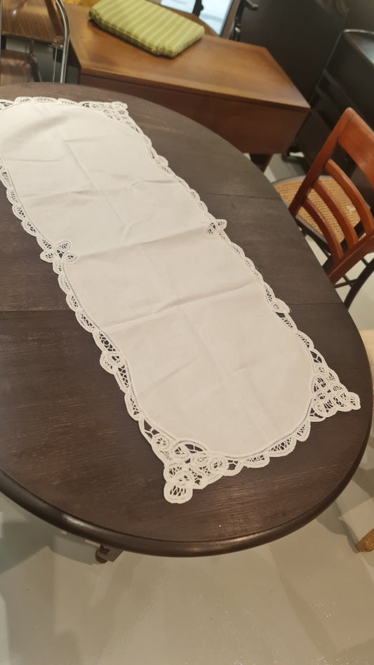 Linen / cotton French Lace Table Runner 88 x 35cm