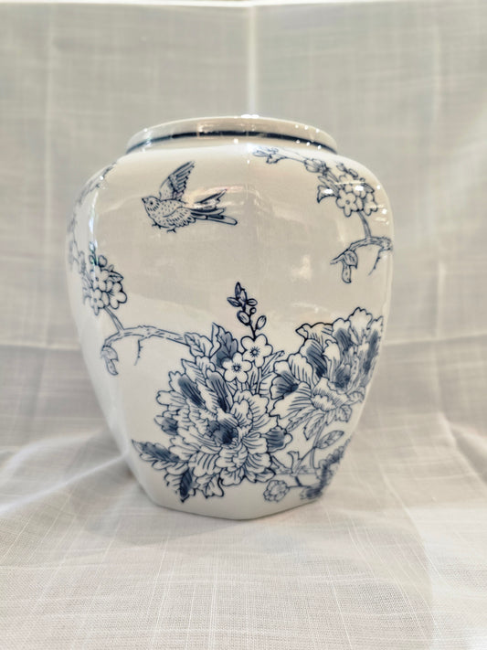 Handpainted Blue And White Big Vase