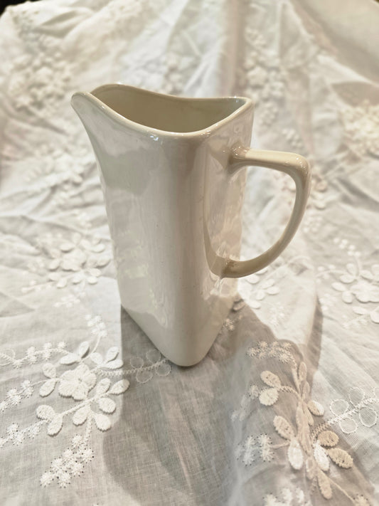 Mid Century triangle mik jug white ceramic 8cm W x 12cm H