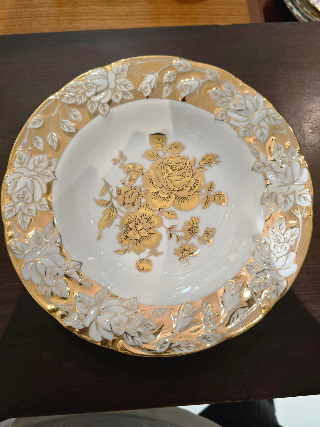 MZ Czech Republic gold rose pasta bowl