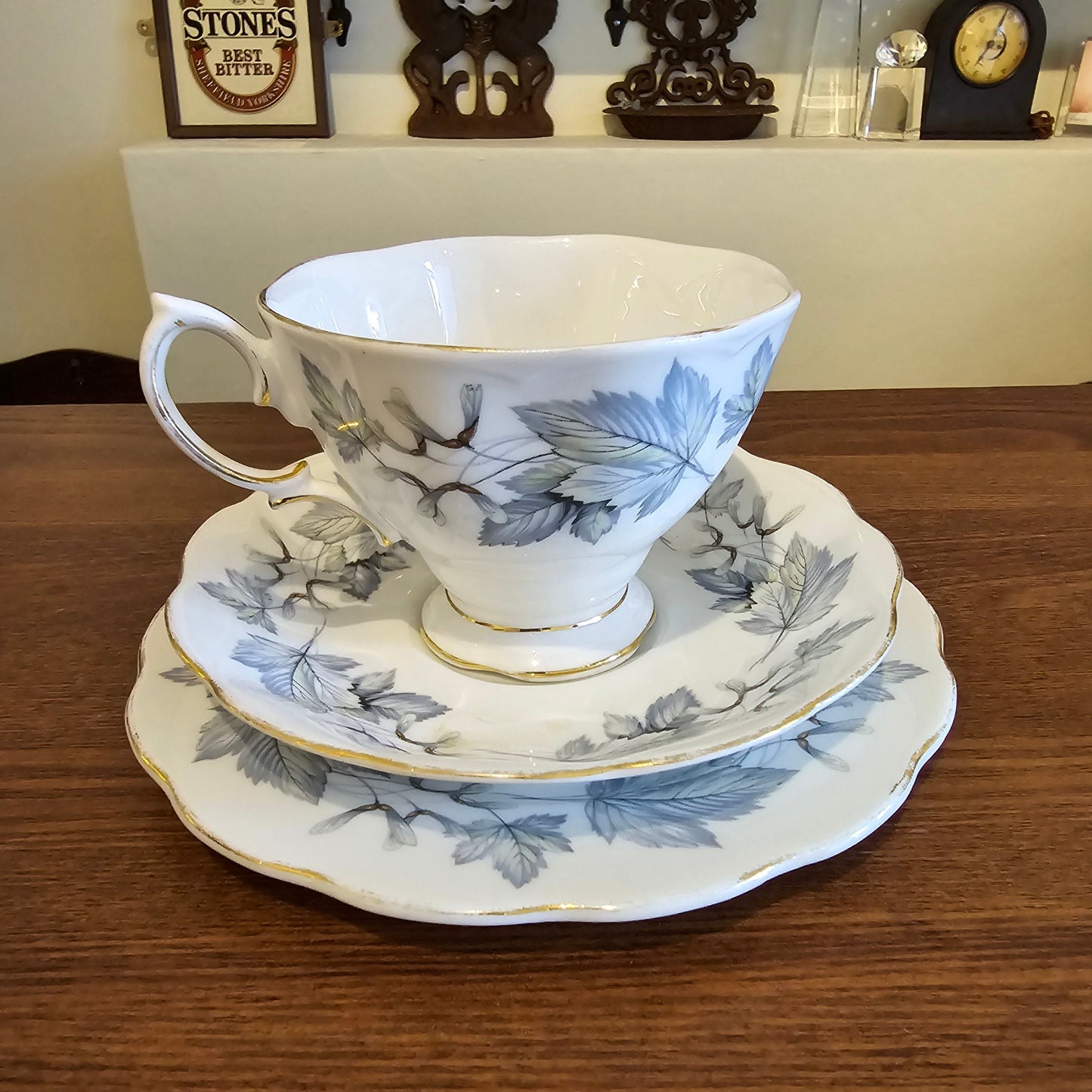 Royal Albert Silver Maple vintage cup and saucer.  . English porcelain, Bone China. Hampton shape