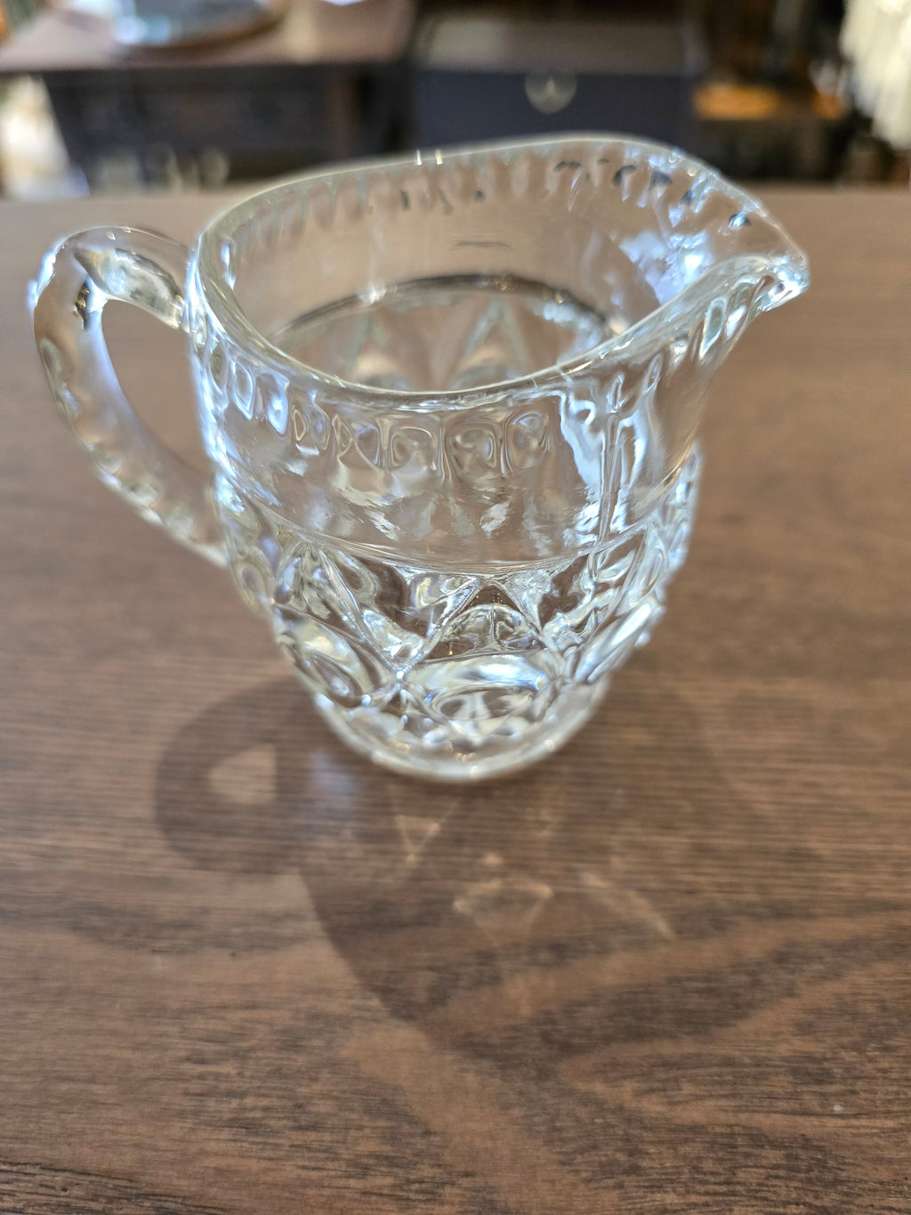VINTAGE 1930s clear star patterned glass milk or cream jug