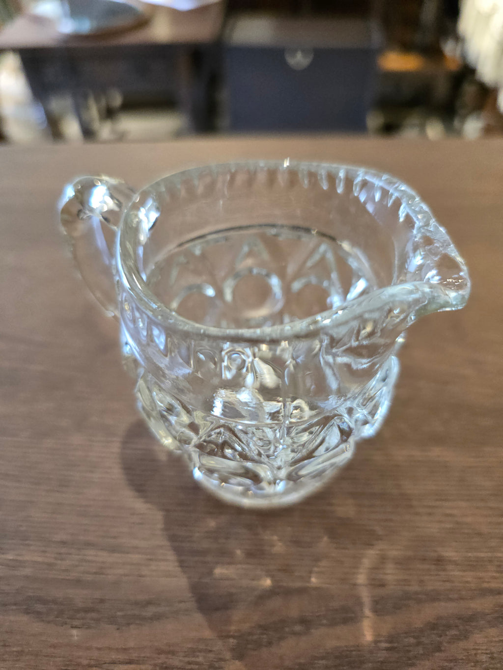 VINTAGE 1930s clear star patterned glass milk or cream jug