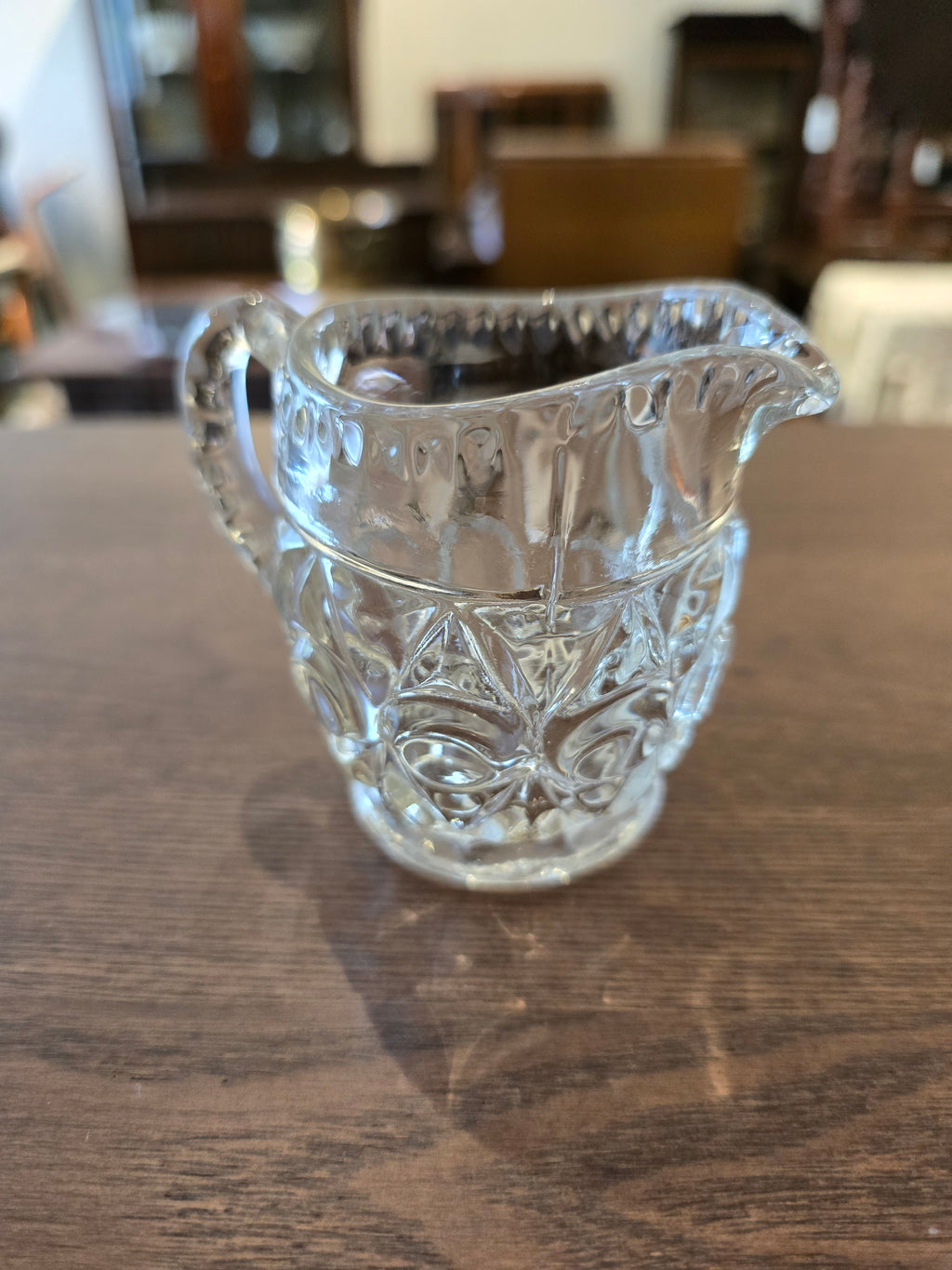 VINTAGE 1930s clear star patterned glass milk or cream jug