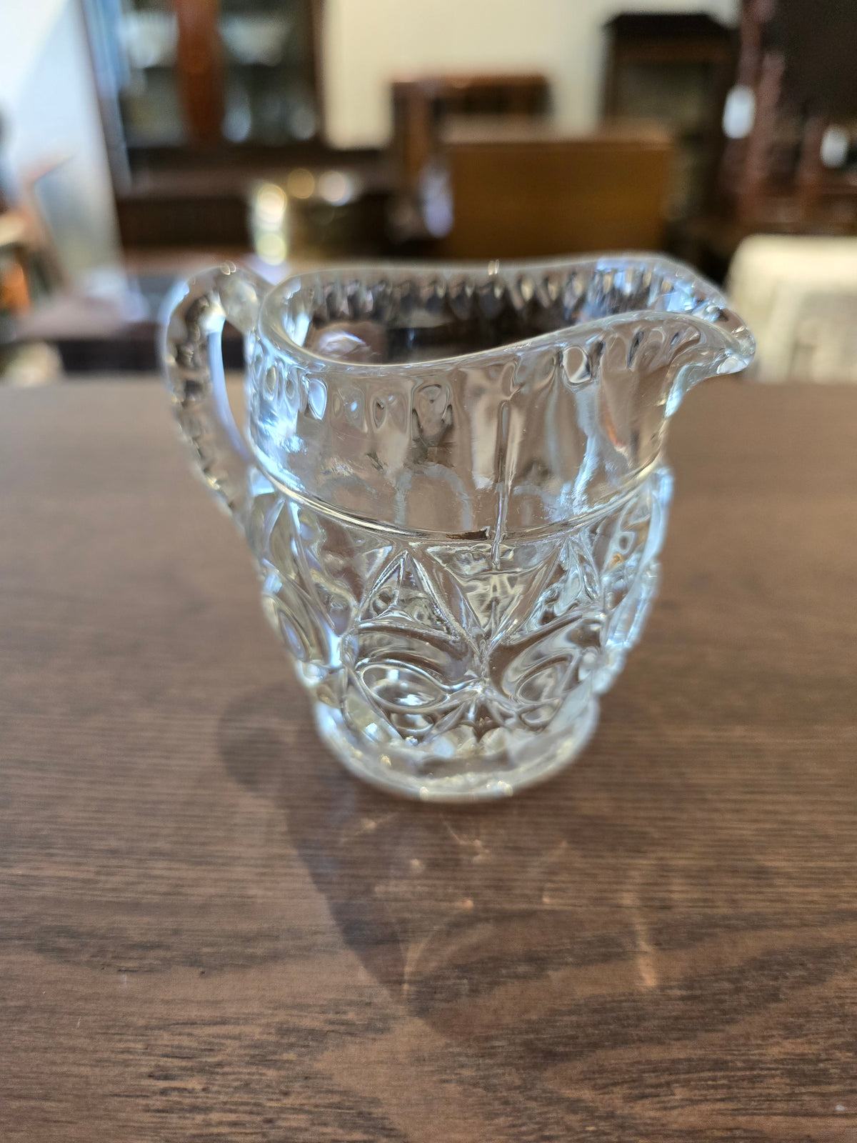 VINTAGE 1930s clear star patterned glass milk or cream jug
