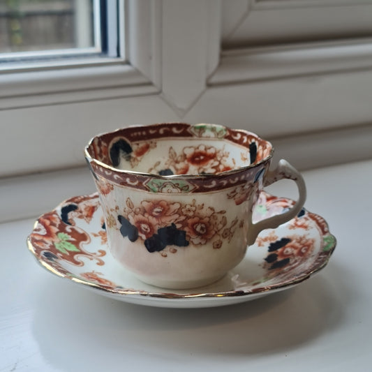 Antique 1920 Victorian Royal Albert Crown China Radium Imari Tea set / desert plate / big serving plate / sugar bowl