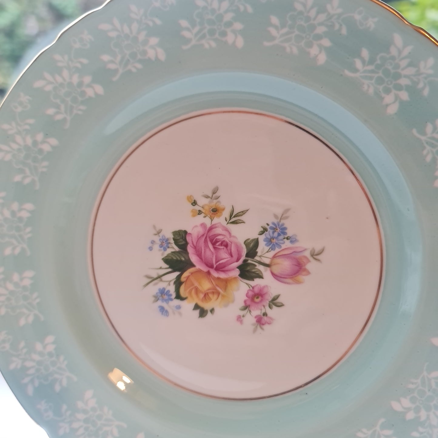 Vintage Dorcester fine bone china rose tea set / desert plate / big serving plate