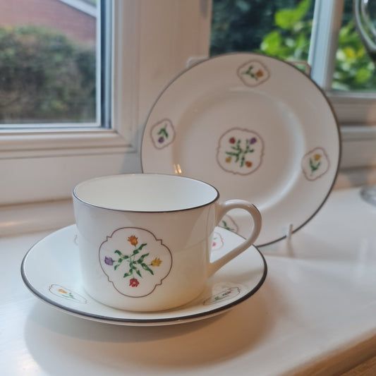 Rare Coalport handpainted tulip medallions coffee set trio