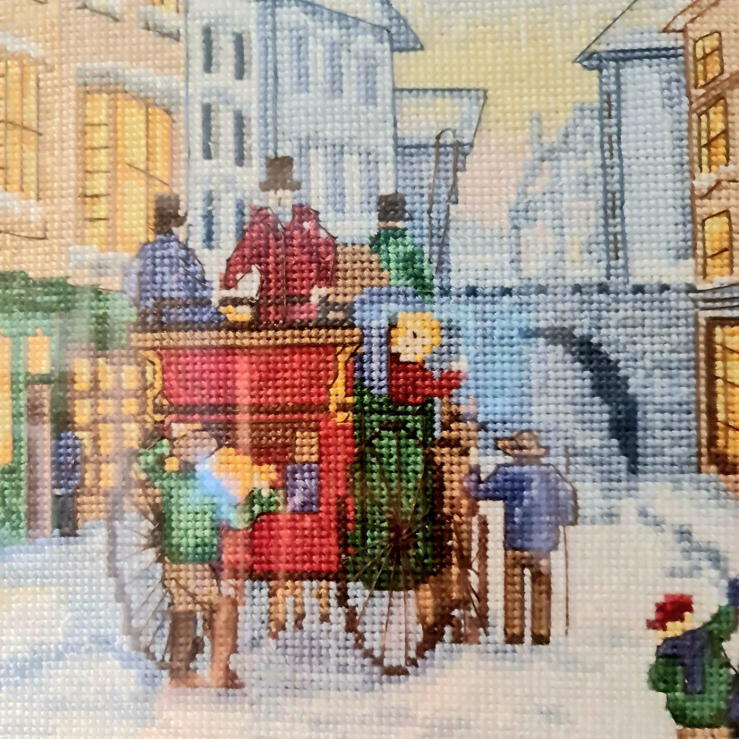 Vintage needle point wall art - vintage London Street scene