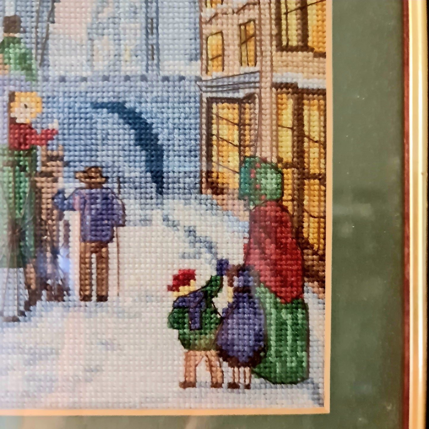 Vintage needle point wall art - vintage London Street scene