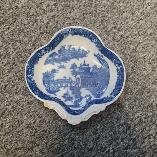 Antique 18th Century Caughley Full Nankin Pattern Shell Dessert Dish Plate