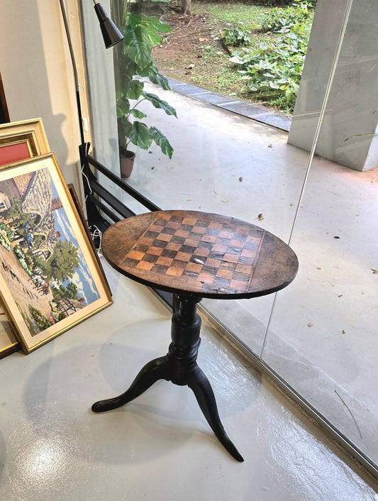 Antique VIctorian Chess Table on Tripod Base