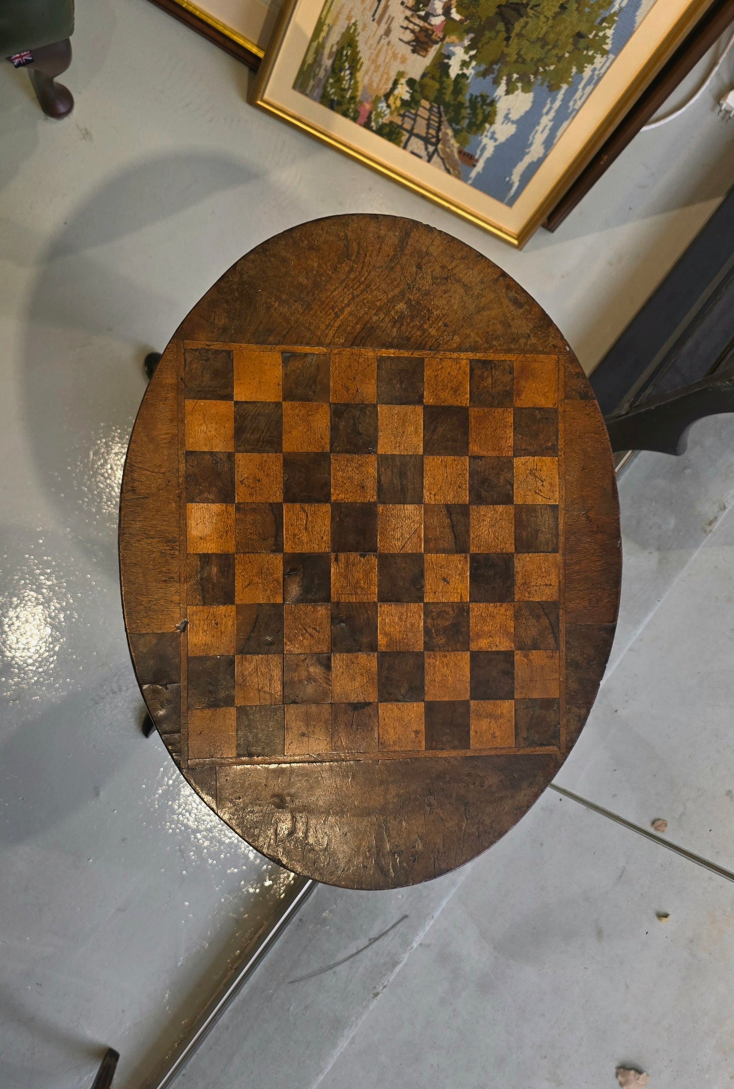 Antique VIctorian Chess Table on Tripod Base