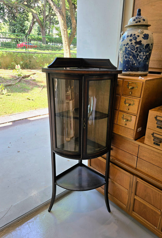 Edwardian Inlaid Mahogany Corner Display Cabinet