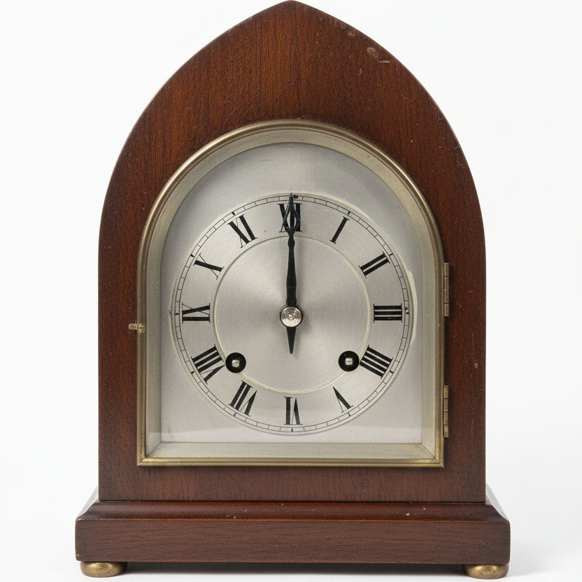 Vintage Dome Top Mahogany Case Mantel Clock