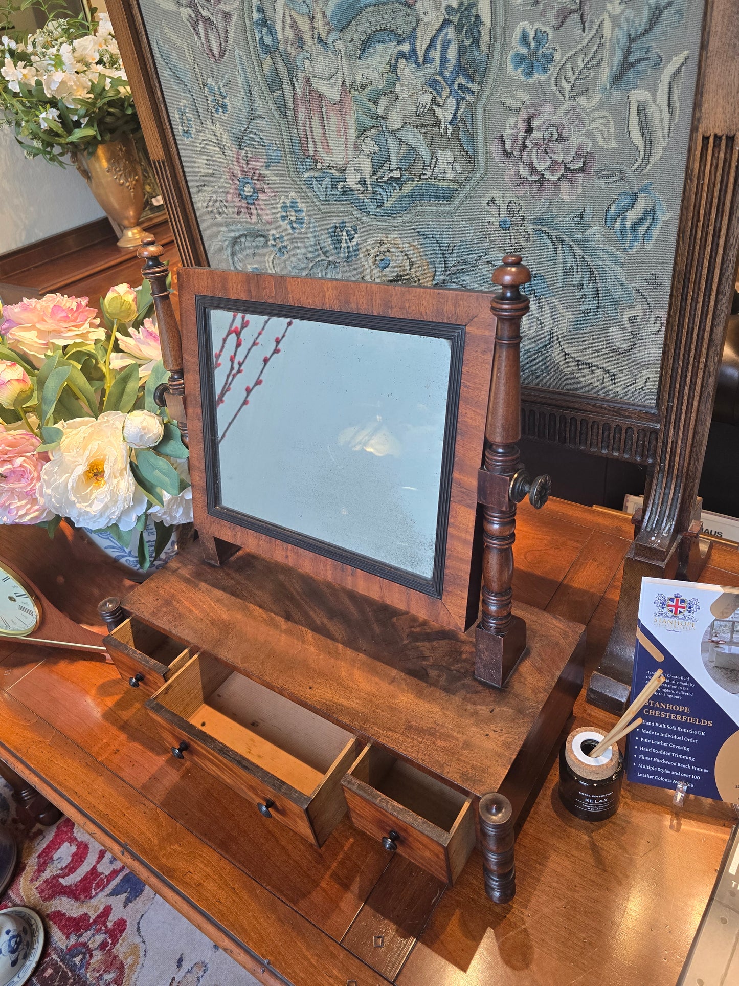 Georgian Regency Mahogany Dressing Table Swing Mirror