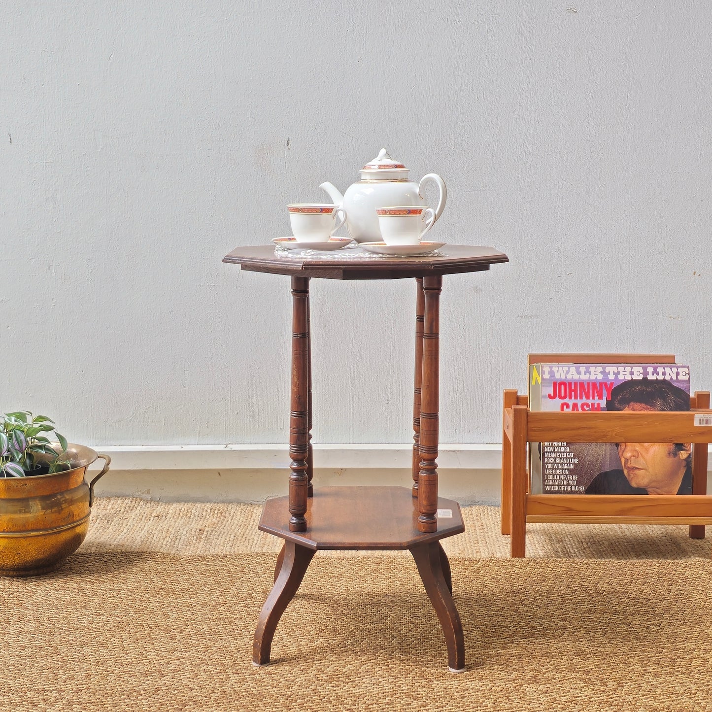 AN EDWARDIAN OCTAGONAL TWO TIER CENTRE TABLE