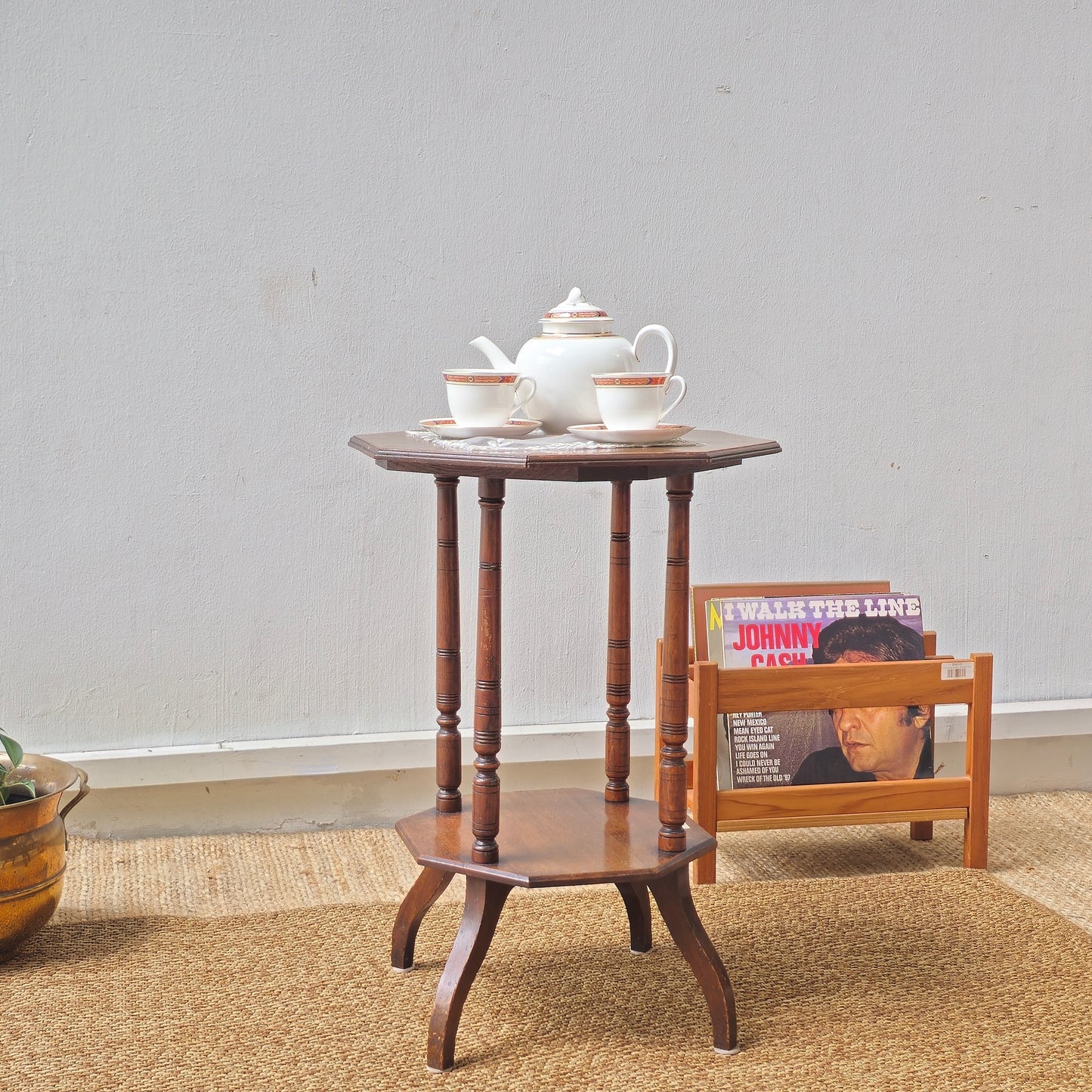 AN EDWARDIAN OCTAGONAL TWO TIER CENTRE TABLE