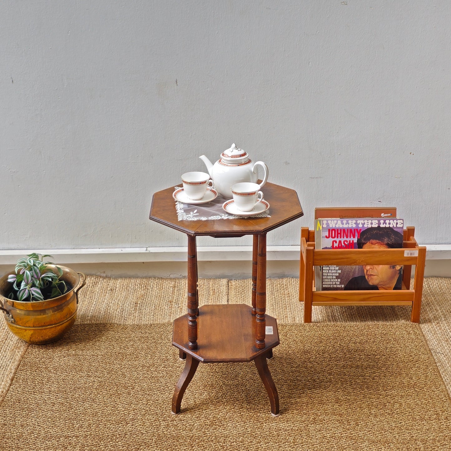 AN EDWARDIAN OCTAGONAL TWO TIER CENTRE TABLE