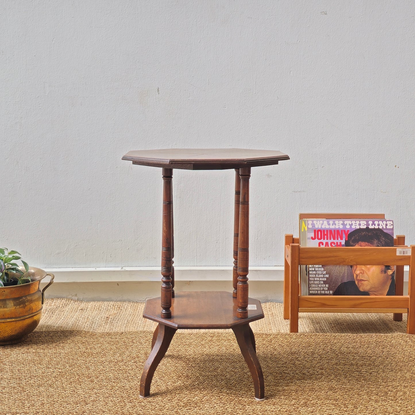 AN EDWARDIAN OCTAGONAL TWO TIER CENTRE TABLE
