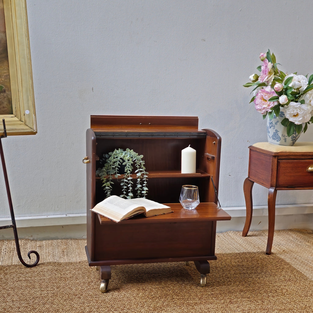Antique Mahogany Dry Bar Cart